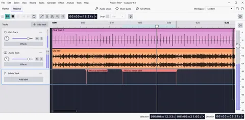 Audacity: snímky obrazovky 1