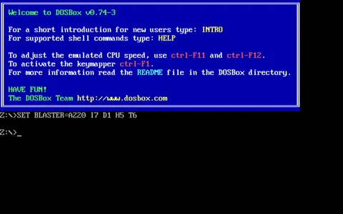 DOSBox: ภาพหน้าจอ 1