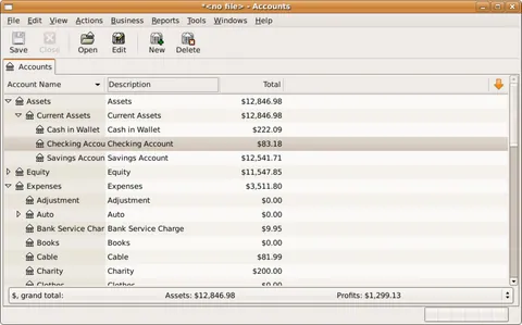GnuCash: captures de pantalla 1