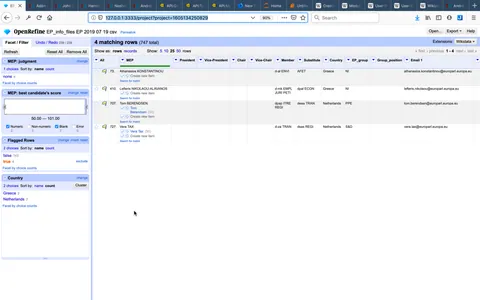 OpenRefine: تصاویر محیط برنامه 1