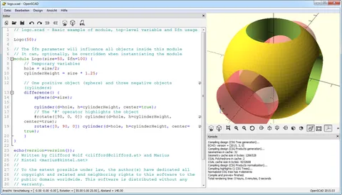 OpenSCAD: snímky obrazovky 1