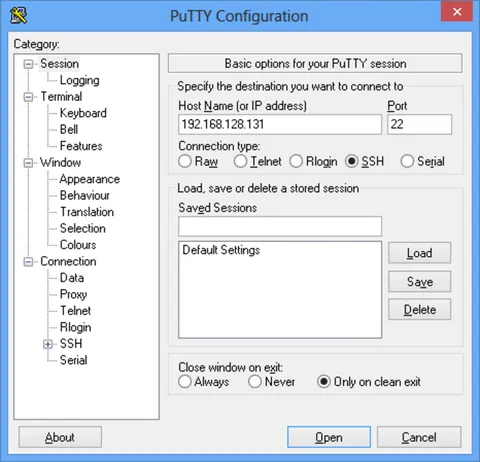 PuTTY: ekran görüntüleri 1