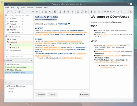 QOwnNotes: ekran görüntüleri 1
